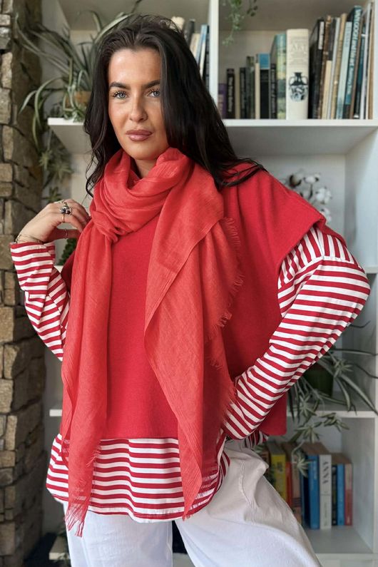  Perfect Breton V Long Sleeve Top Rouge /20